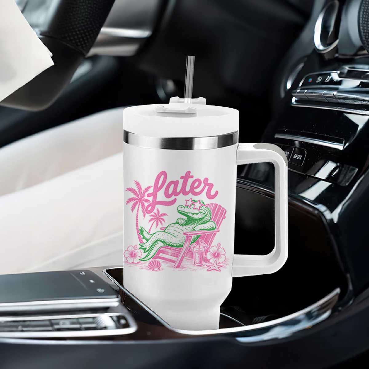 Later Gator Funny Alligator Meme Tumbler With Handle Last Day of School Summer Vacation Teachers Kids