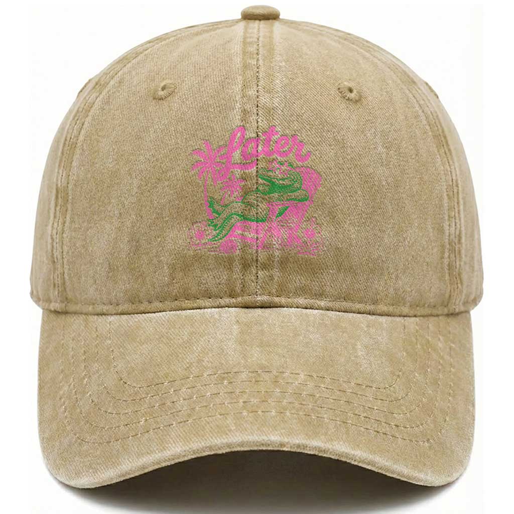 Later Gator Funny Alligator Meme Washed Cotton Baseball Cap Last Day of School Summer Vacation Teachers Kids TS10 Print Your Wear