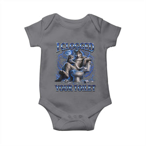 I Clogged Your Toilet Alpha Wolf Meme Baby Onesie Funny Unhinged Stupid Brainrot