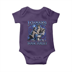 I Clogged Your Toilet Alpha Wolf Meme Baby Onesie Funny Unhinged Stupid Brainrot
