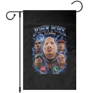 John Pork Calling Garden Flag Funny Answer Call Phone Brainrot Meme Vintage Bootleg Graphic