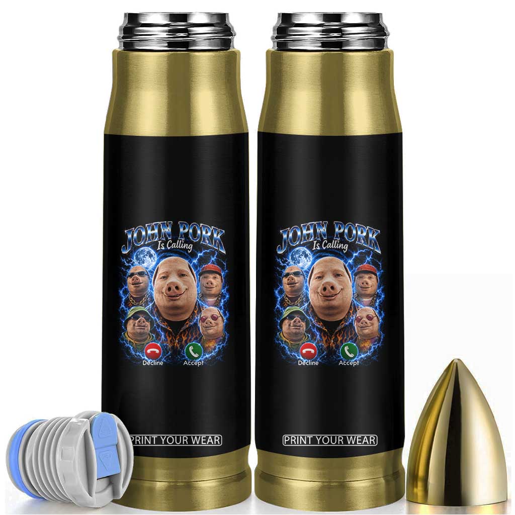 John Pork Calling Bullet Tumbler Funny Answer Call Phone Brainrot Meme Vintage Bootleg Graphic