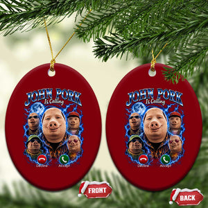 John Pork Calling Ceramic Ornament Funny Answer Call Phone Brainrot Meme Vintage Bootleg Graphic