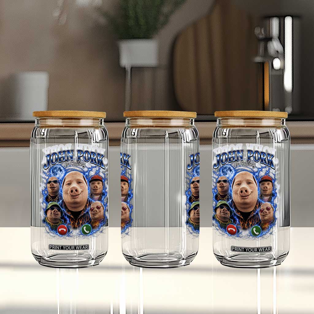 John Pork Calling Glass Can Funny Answer Call Phone Brainrot Meme Vintage Bootleg Graphic