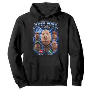 John Pork Calling Hoodie Funny Answer Call Phone Brainrot Meme Vintage Bootleg Graphic