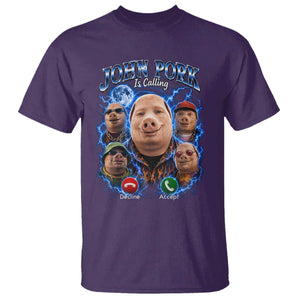 John Pork Calling T Shirt Funny Answer Call Phone Brainrot Meme Vintage Bootleg Graphic