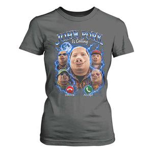 John Pork Calling T Shirt For Women Funny Answer Call Phone Brainrot Meme Vintage Bootleg Graphic