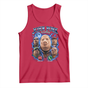 John Pork Calling Tank Top Funny Answer Call Phone Brainrot Meme Vintage Bootleg Graphic