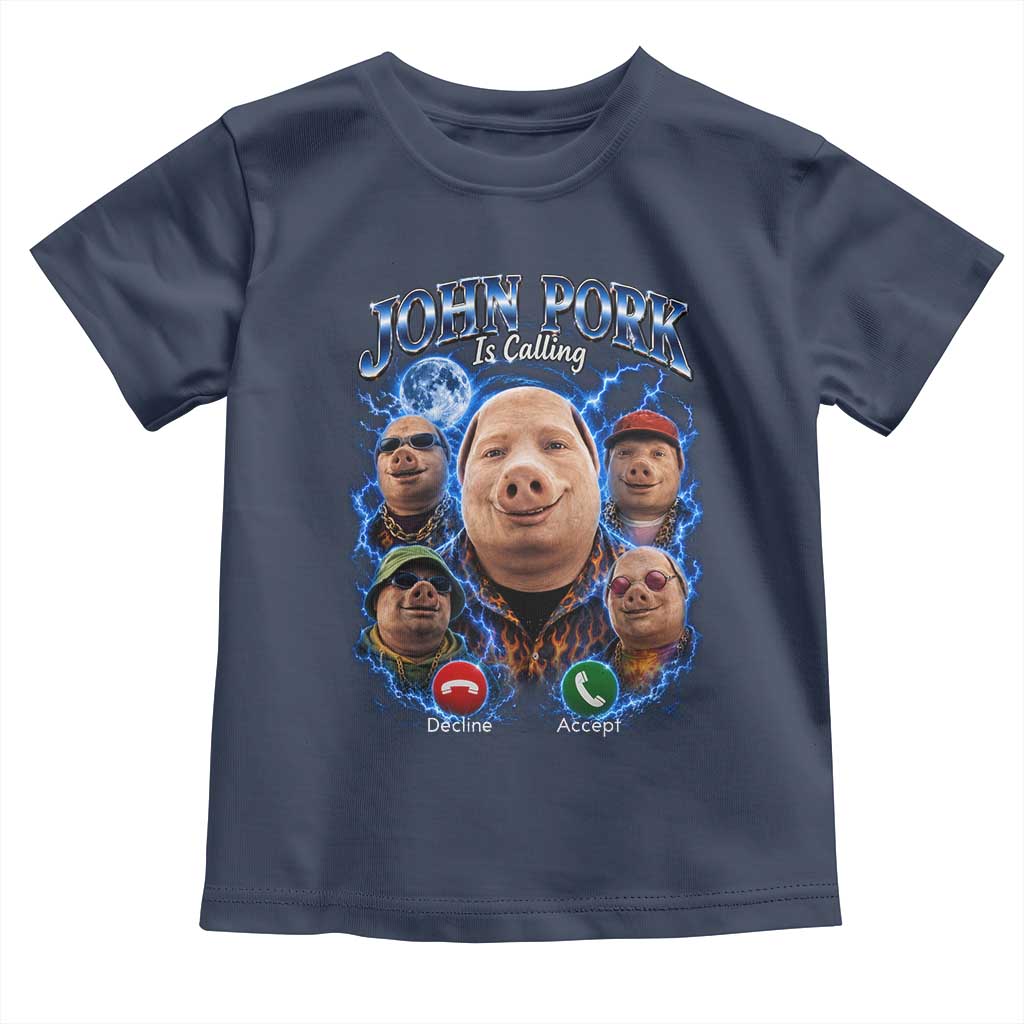 John Pork Calling Toddler T Shirt Funny Answer Call Phone Brainrot Meme Vintage Bootleg Graphic