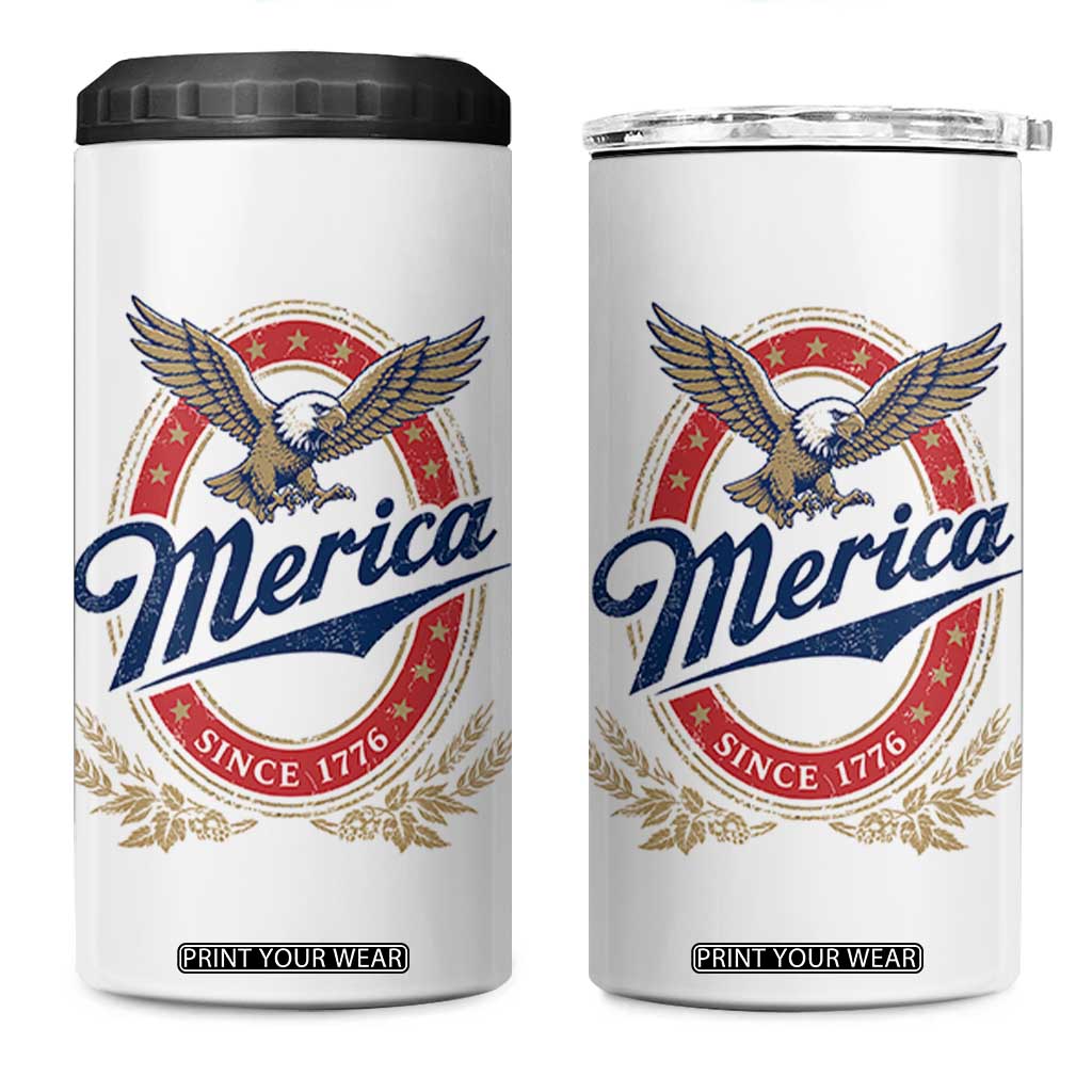 Retro Merica Eagle Funny 4th Of July 4 in 1 Can Cooler Tumbler Vintage Independence Day 1776