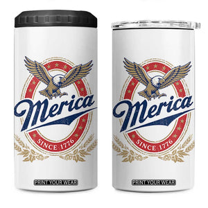 Retro Merica Eagle Funny 4th Of July 4 in 1 Can Cooler Tumbler Vintage Independence Day 1776