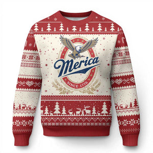Retro Merica Eagle Funny 4th Of July Ugly Christmas Sweater Vintage Independence Day 1776