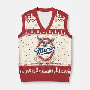Retro Merica Eagle Funny 4th Of July V-Neck Knit Sweater Vest Vintage Independence Day 1776