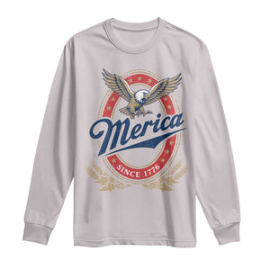 Retro Merica Eagle Funny 4th Of July Long Sleeve Shirt Vintage Independence Day 1776 TS10 Ice Gray Print Your Wear