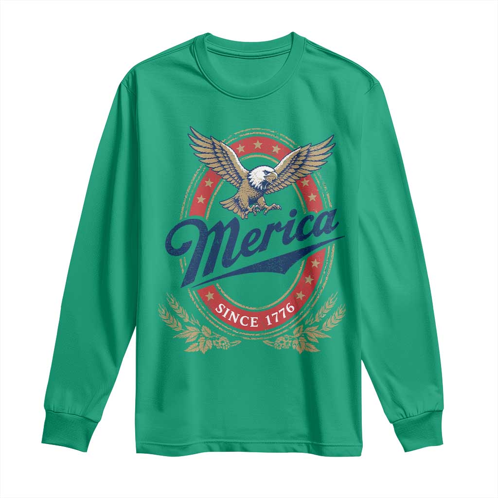 Retro Merica Eagle Funny 4th Of July Long Sleeve Shirt Vintage Independence Day 1776 TS10 Irish Green Print Your Wear