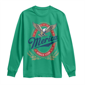 Retro Merica Eagle Funny 4th Of July Long Sleeve Shirt Vintage Independence Day 1776 TS10 Irish Green Print Your Wear