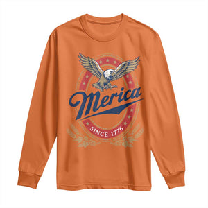 Retro Merica Eagle Funny 4th Of July Long Sleeve Shirt Vintage Independence Day 1776 TS10 S Orange Print Your Wear