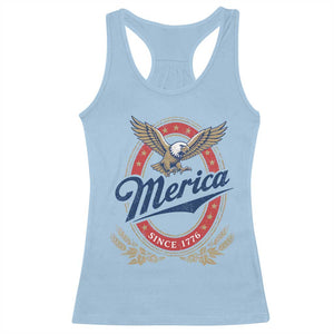 Retro Merica Eagle Funny 4th Of July Racerback Tank Top Vintage Independence Day 1776