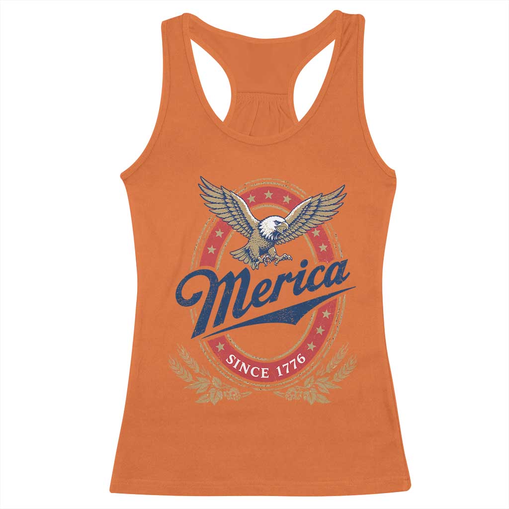 Retro Merica Eagle Funny 4th Of July Racerback Tank Top Vintage Independence Day 1776