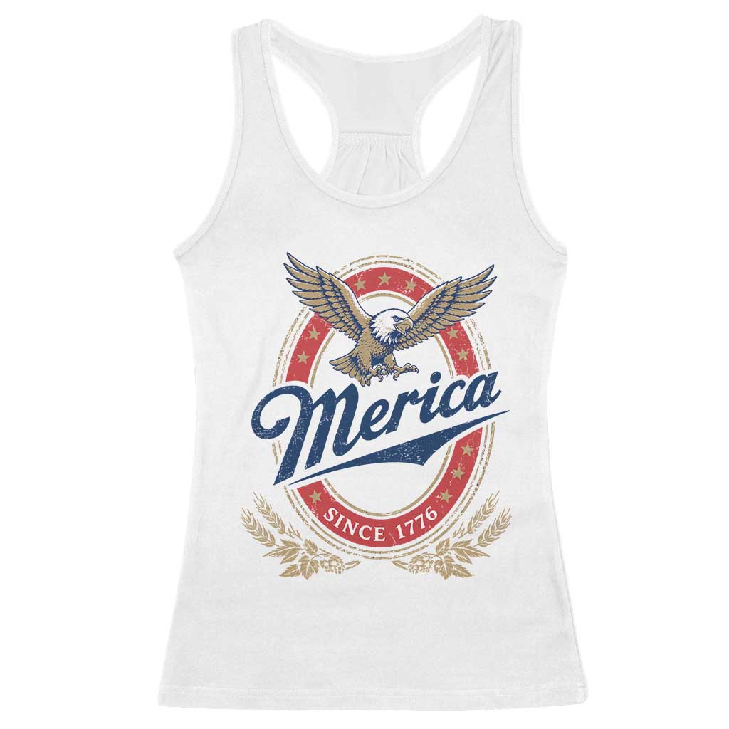 Retro Merica Eagle Funny 4th Of July Racerback Tank Top Vintage Independence Day 1776 TS10 White Print Your Wear