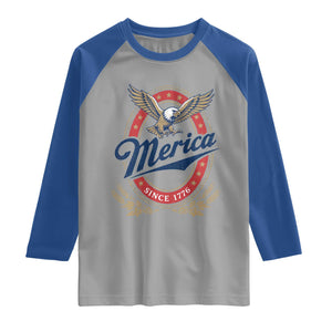 Retro Merica Eagle Funny 4th Of July Raglan Shirt Vintage Independence Day 1776 TS10 Sport Gray Royal Print Your Wear