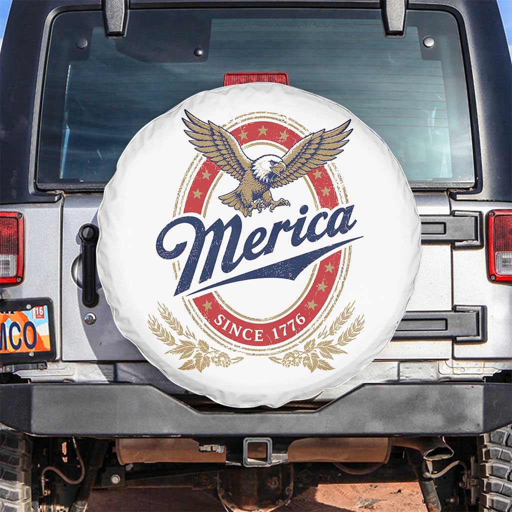 Retro Merica Eagle Funny 4th Of July Spare Tire Cover Vintage Independence Day 1776 TS10 No hole White Print Your Wear
