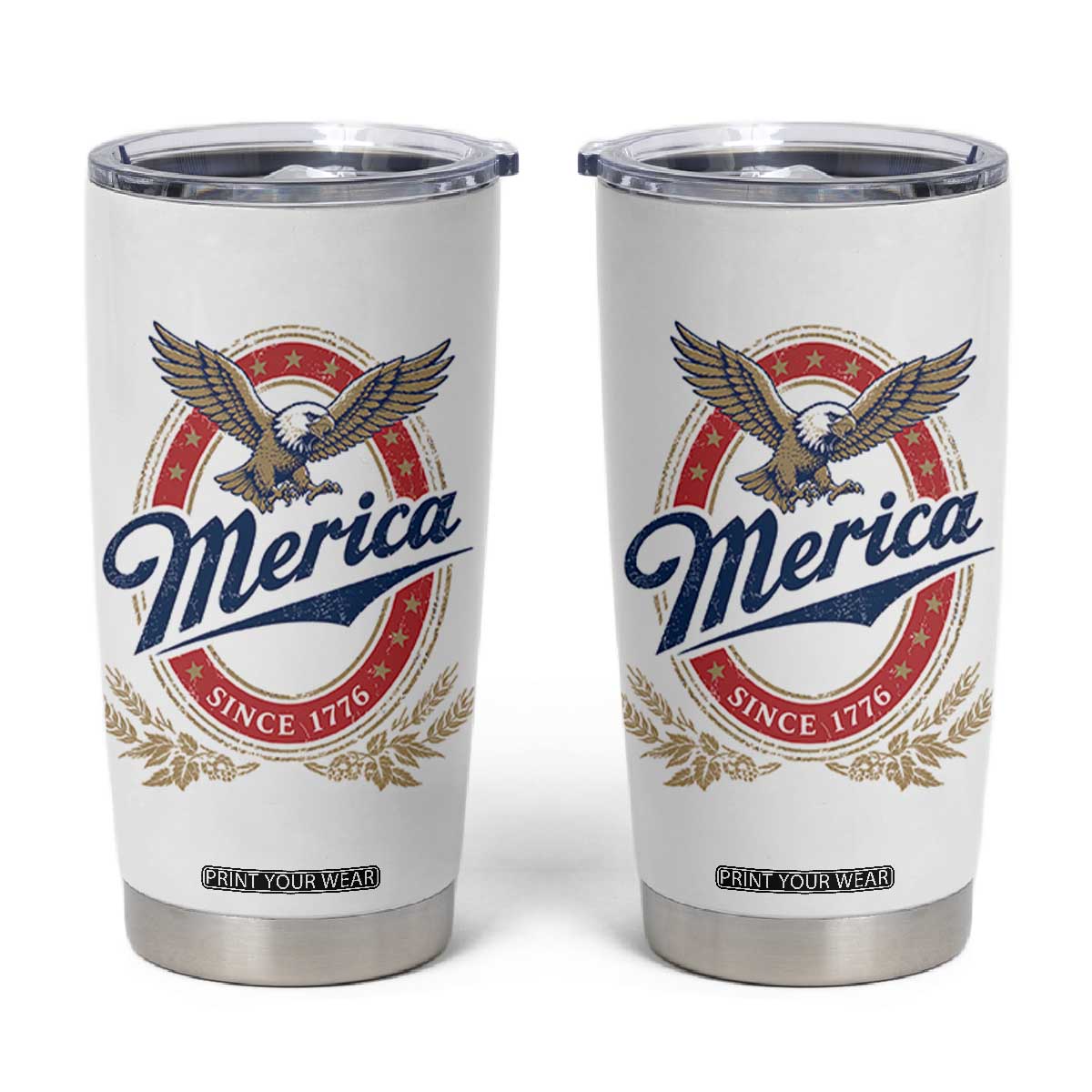 Retro Merica Eagle Funny 4th Of July Tumbler Cup Vintage Independence Day 1776 TS10 White Print Your Wear