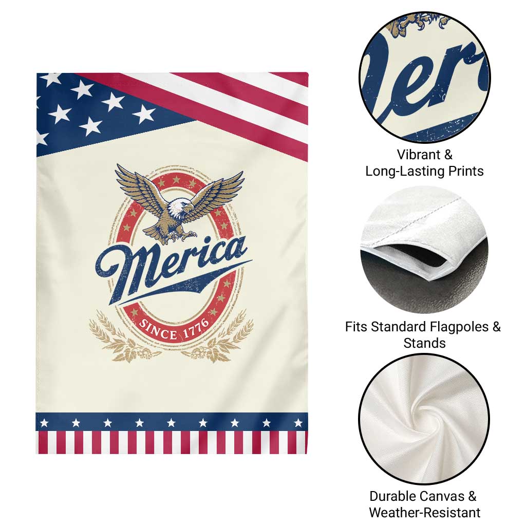 Retro Merica Eagle Funny 4th Of July Patriotic Garden Flag Vintage Independence Day 1776