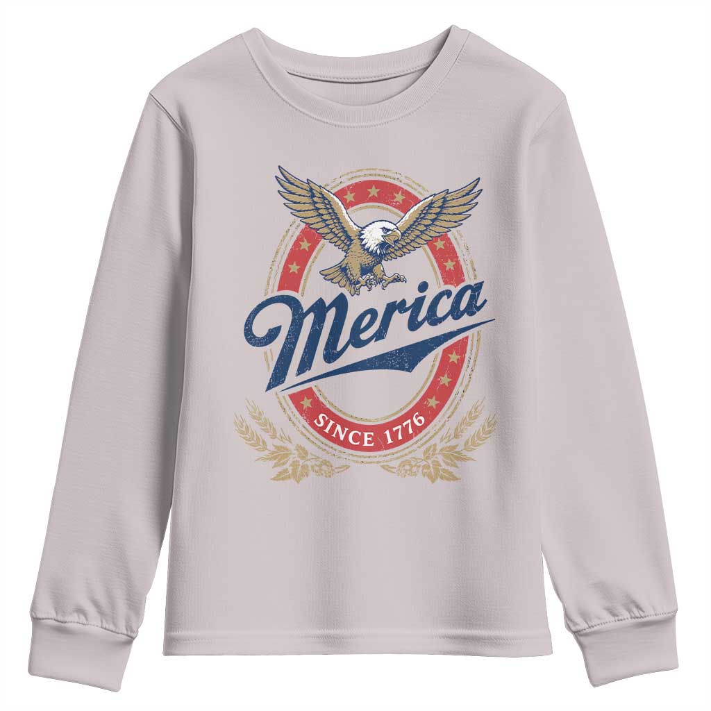 Retro Merica Eagle Funny 4th Of July Youth Sweatshirt Vintage Independence Day 1776