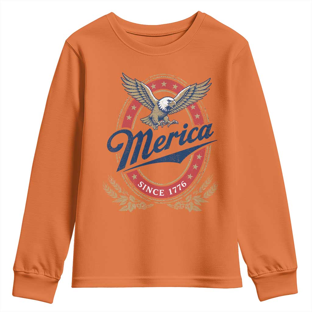 Retro Merica Eagle Funny 4th Of July Youth Sweatshirt Vintage Independence Day 1776