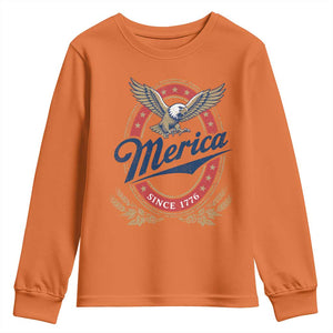 Retro Merica Eagle Funny 4th Of July Youth Sweatshirt Vintage Independence Day 1776