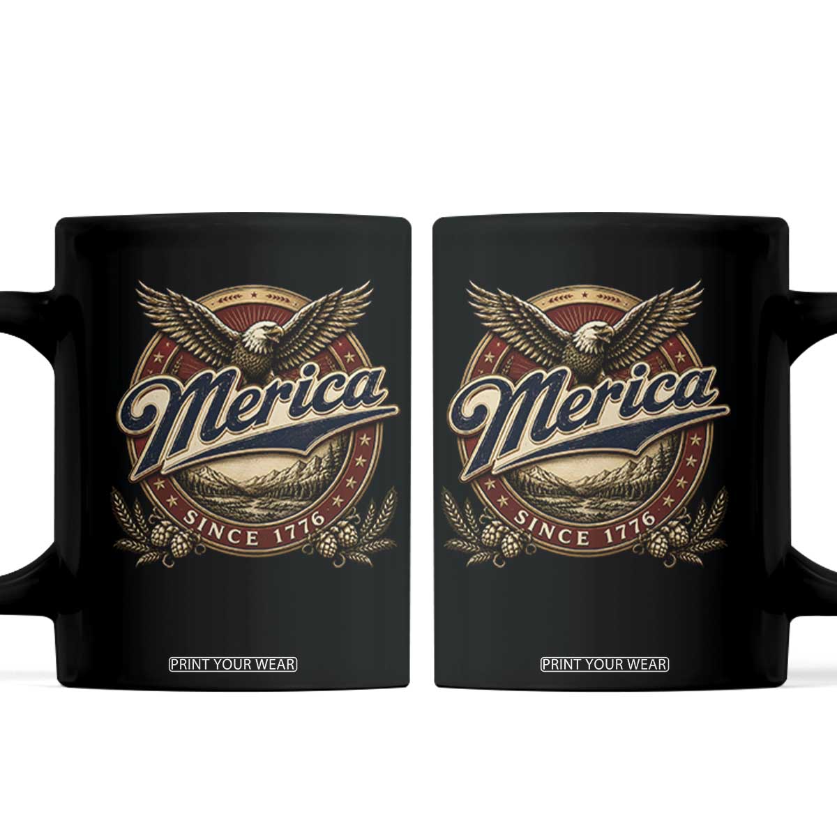 Retro Merica Eagle 4th Of July Coffee Mug Vintage 1776 Independence Day