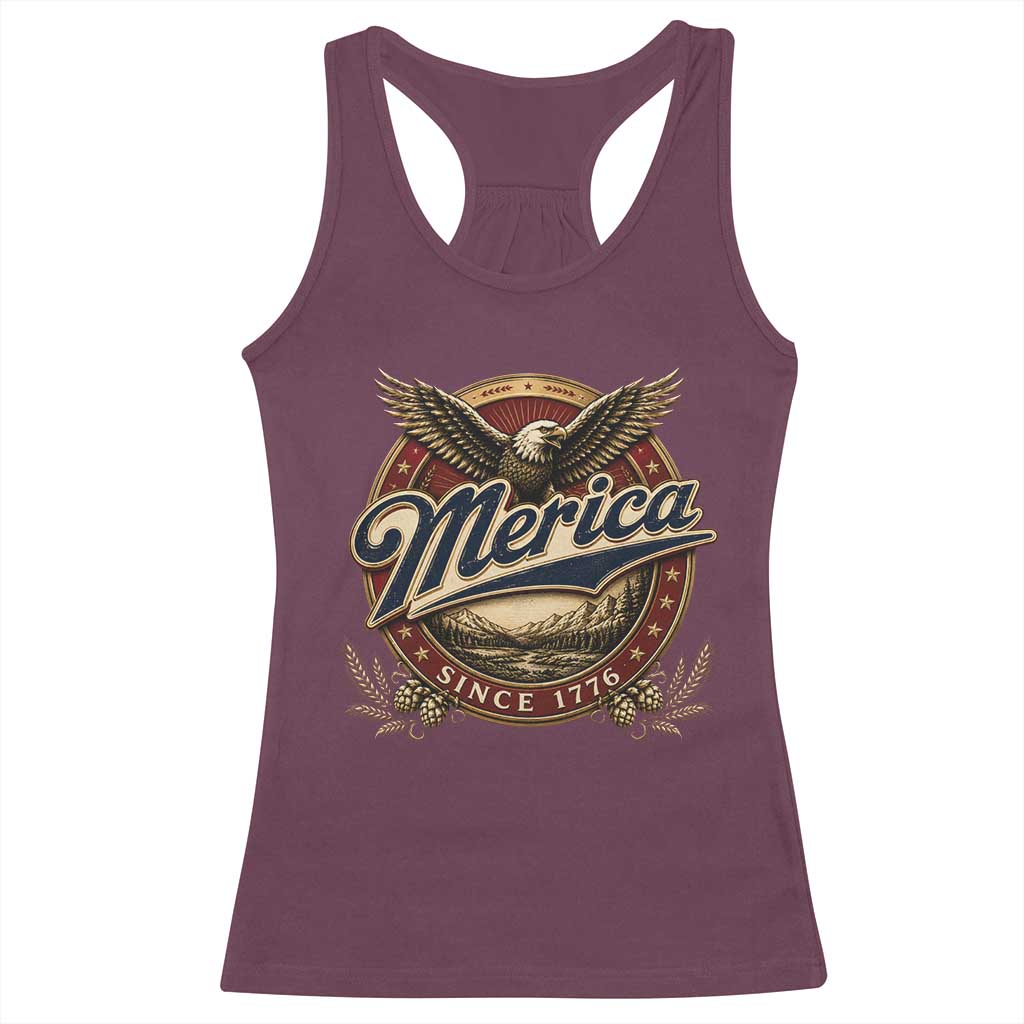 Retro Merica Eagle 4th Of July Racerback Tank Top Vintage 1776 Independence Day