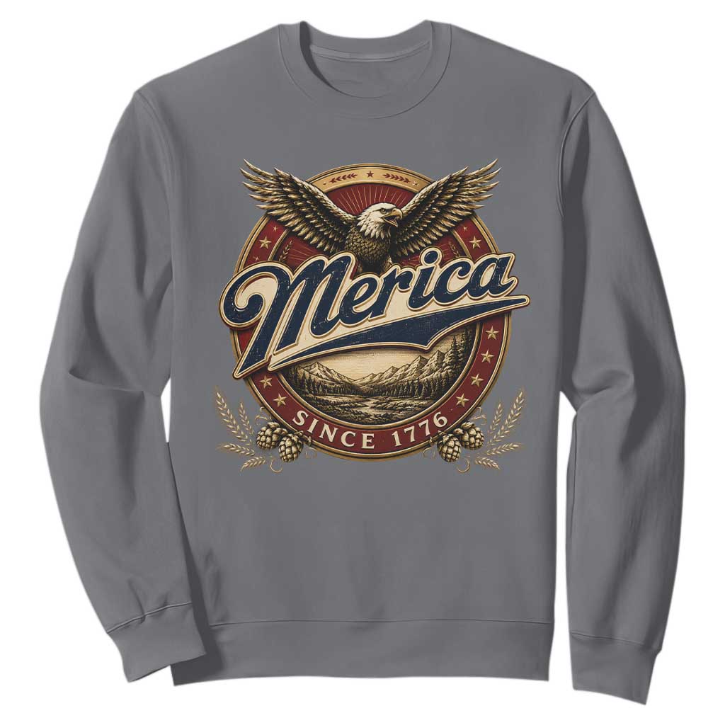 Retro Merica Eagle 4th Of July Sweatshirt Vintage 1776 Independence Day TS10 Charcoal Print Your Wear