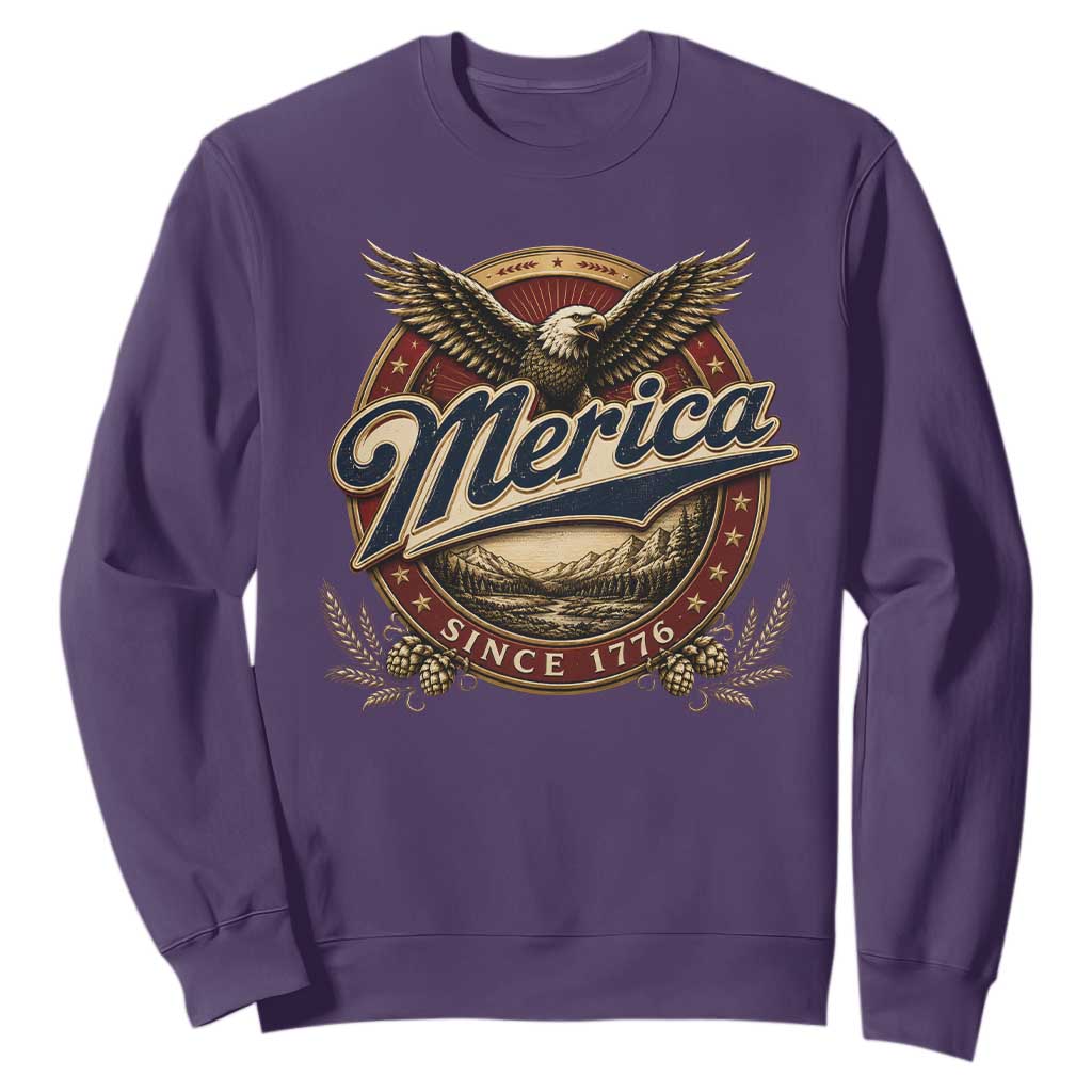 Retro Merica Eagle 4th Of July Sweatshirt Vintage 1776 Independence Day TS10 S Purple Print Your Wear