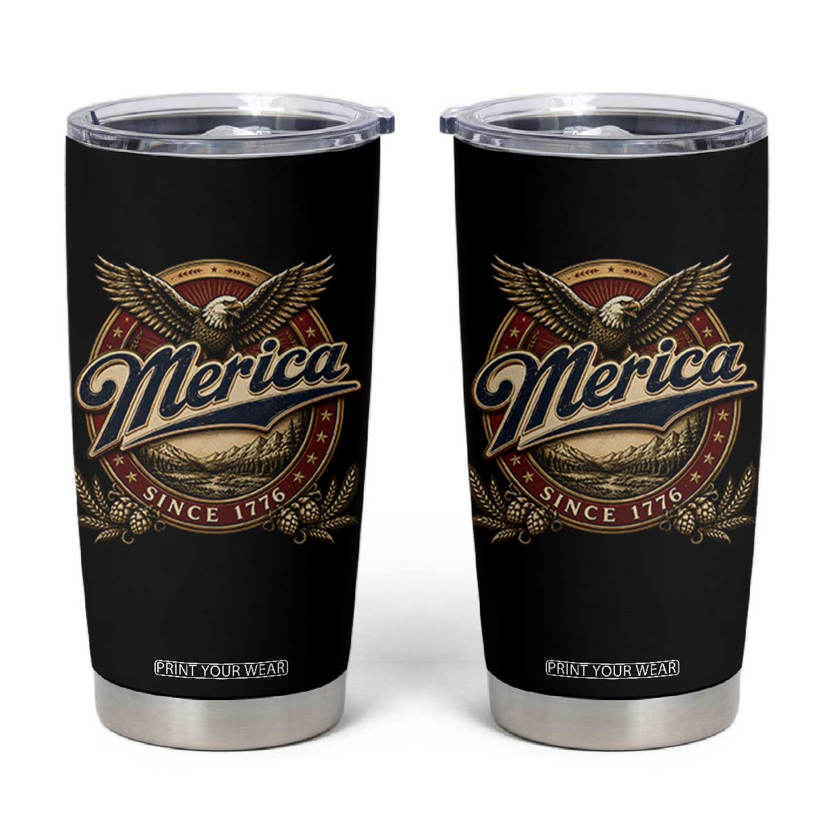 Retro Merica Eagle 4th Of July Tumbler Cup Vintage 1776 Independence Day