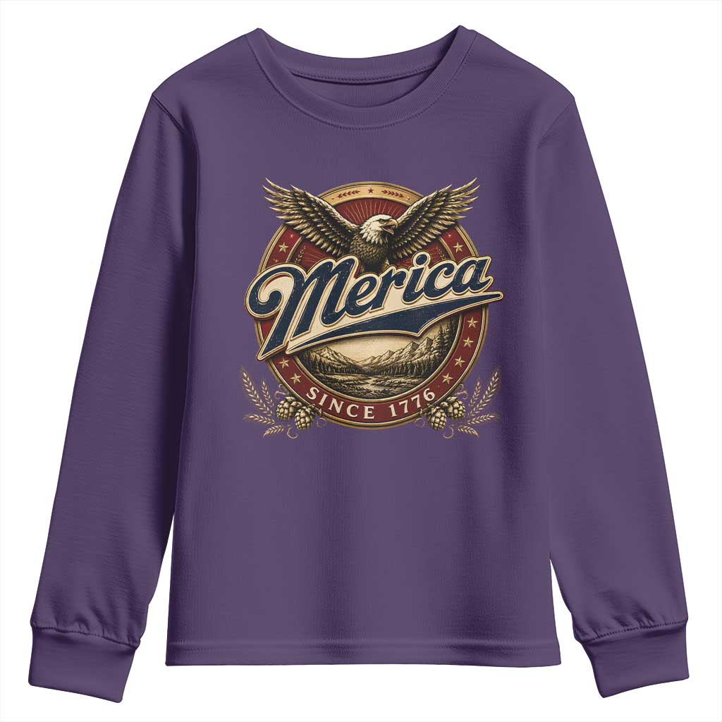 Retro Merica Eagle 4th Of July Youth Sweatshirt Vintage 1776 Independence Day