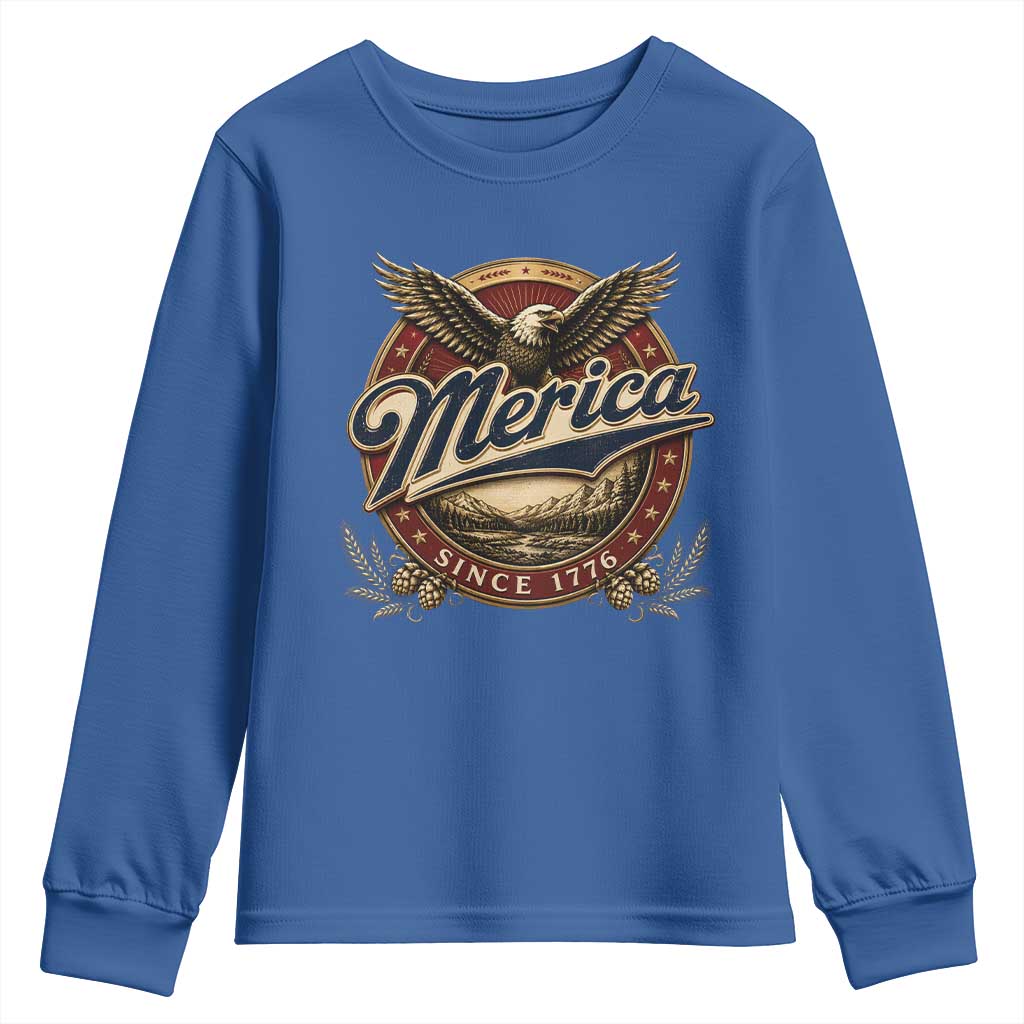 Retro Merica Eagle 4th Of July Youth Sweatshirt Vintage 1776 Independence Day