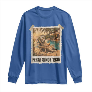 Funny Raccoon Feral Since 1936 90th Birthday Long Sleeve Shirt Vintage 90 Year Old Gift