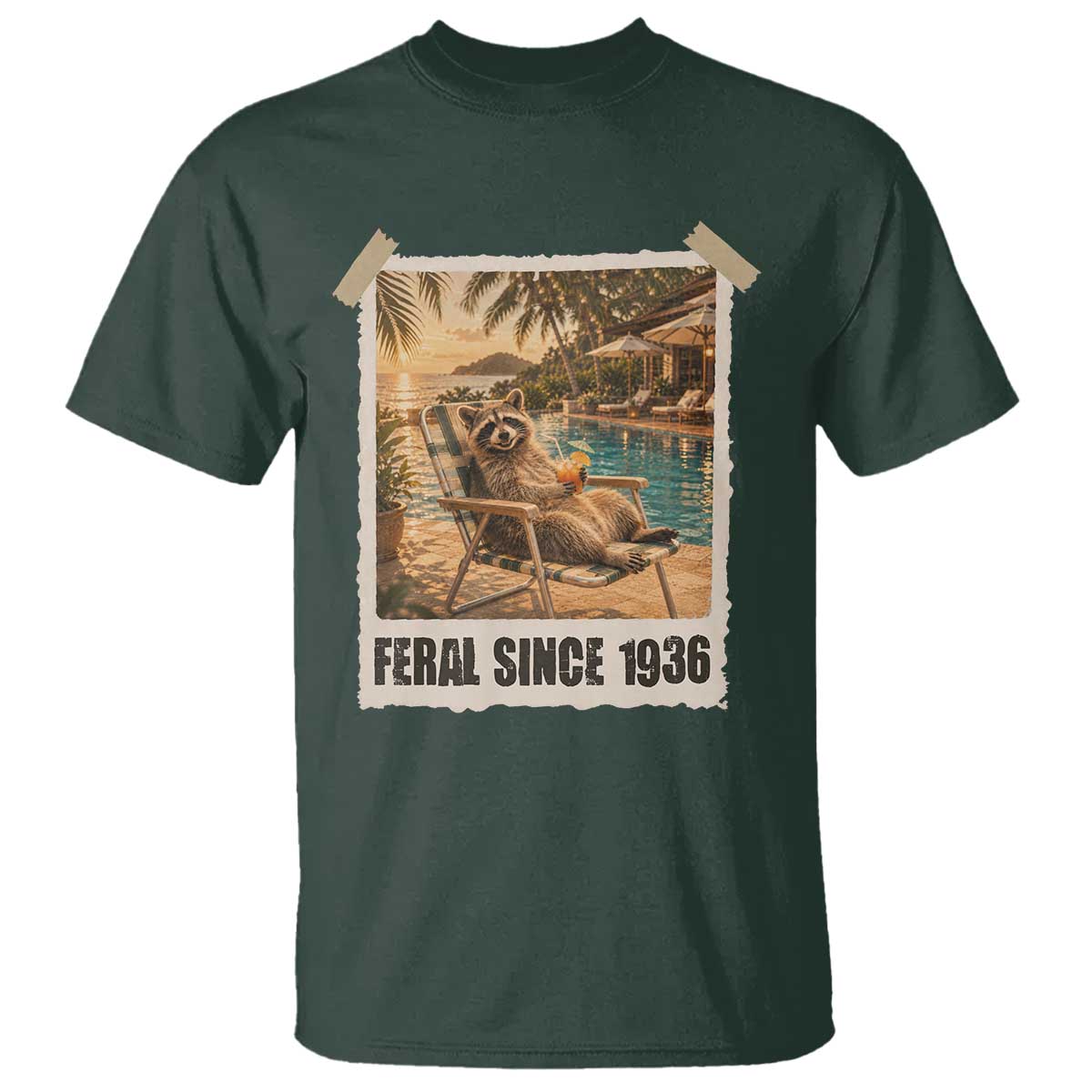 Funny Raccoon Feral Since 1936 90th Birthday T Shirt Vintage 90 Year Old Gift