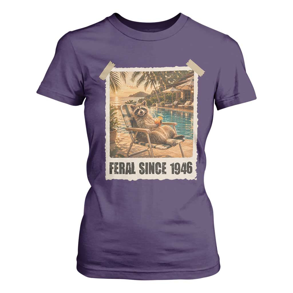 Funny Raccoon Feral Since 1946 80th Birthday T Shirt For Women Vintage 80 Year Old Gift