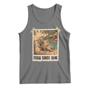 Funny Raccoon Feral Since 1946 80th Birthday Tank Top Vintage 80 Year Old Gift