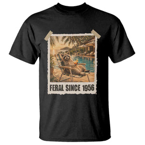 Funny Raccoon Feral Since 1956 70th Birthday T Shirt Vintage 70 Year Old Gift