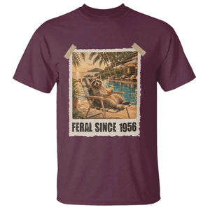 Funny Raccoon Feral Since 1956 70th Birthday T Shirt Vintage 70 Year Old Gift