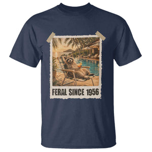 Funny Raccoon Feral Since 1956 70th Birthday T Shirt Vintage 70 Year Old Gift