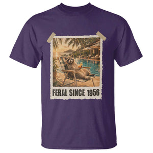Funny Raccoon Feral Since 1956 70th Birthday T Shirt Vintage 70 Year Old Gift