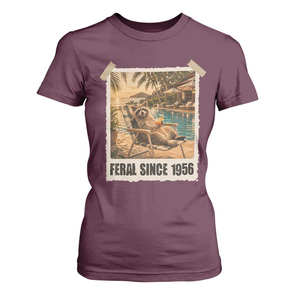 Funny Raccoon Feral Since 1956 70th Birthday T Shirt For Women Vintage 70 Year Old Gift