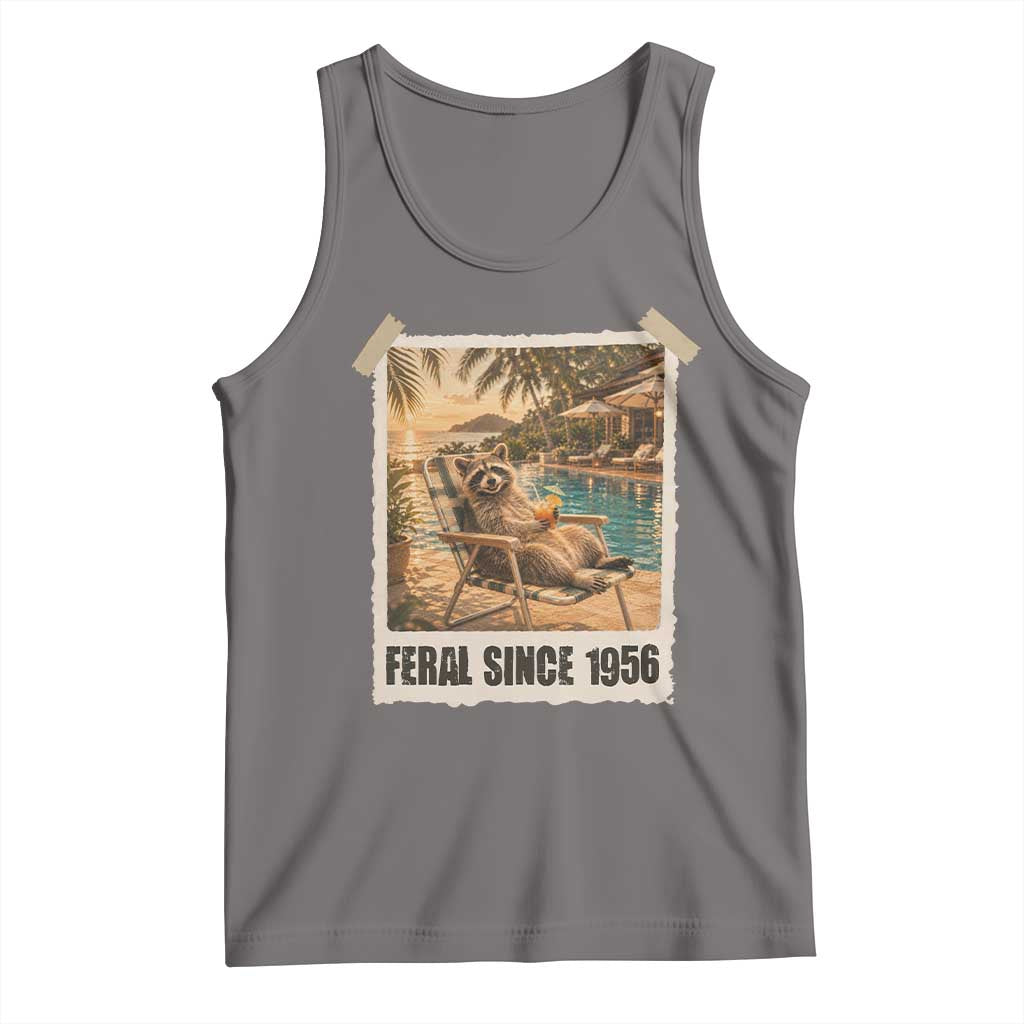 Funny Raccoon Feral Since 1956 70th Birthday Tank Top Vintage 70 Year Old Gift