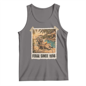 Funny Raccoon Feral Since 1956 70th Birthday Tank Top Vintage 70 Year Old Gift