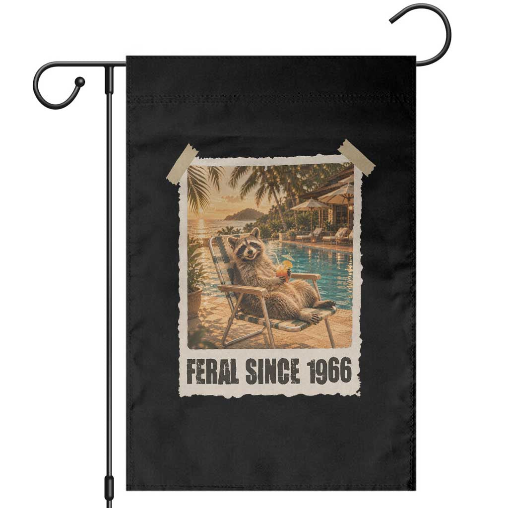 Funny Raccoon Feral Since 1966 60th Birthday Garden Flag Vintage 60 Year Old Gift TS10 Black Print Your Wear